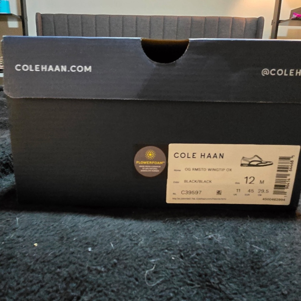Cole Haan Black Wingtip Shoes
